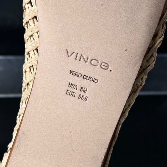 Vince. Size 8 Davis Woven Raffia Loafers Flats Beige Slip On Shoes - Picture 5 of 13